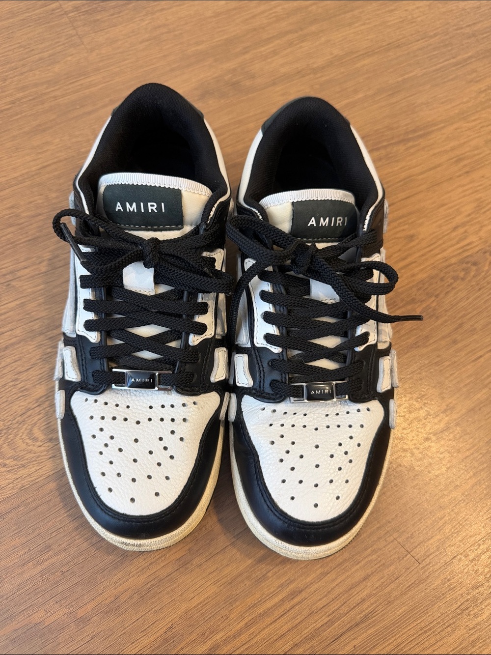 AMIRI Black and White Low-Top Leather Sneakers